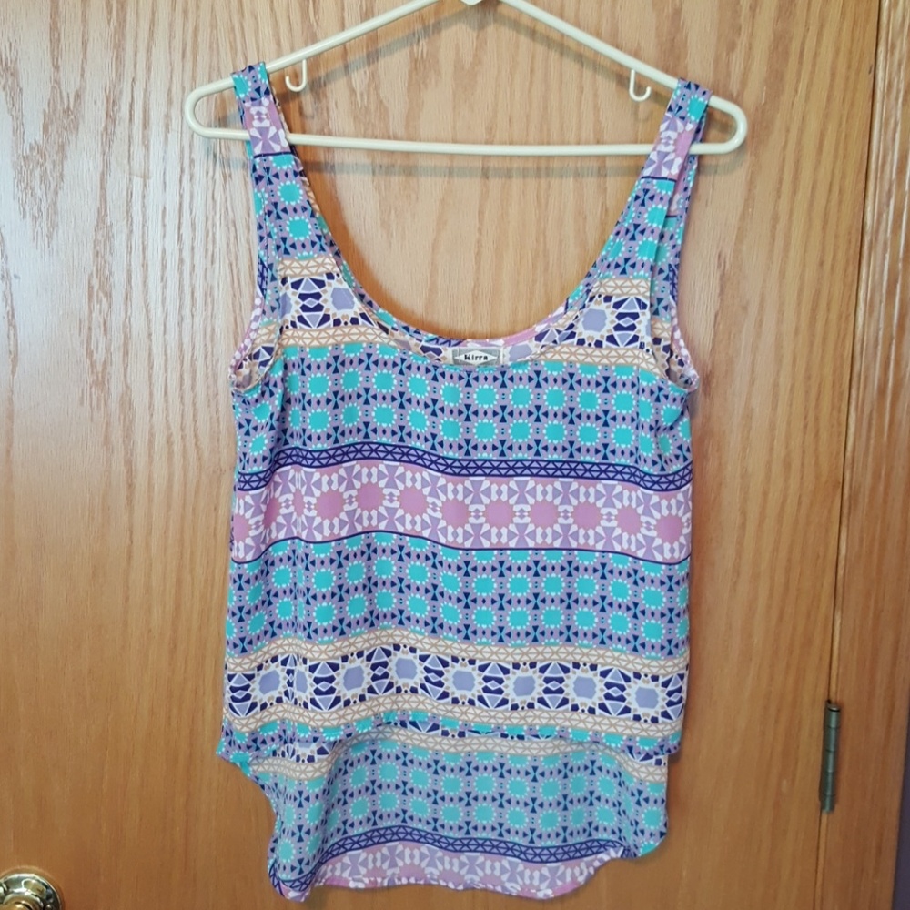 Tribal Pattern Pastel Crop Top 100% Polyester M